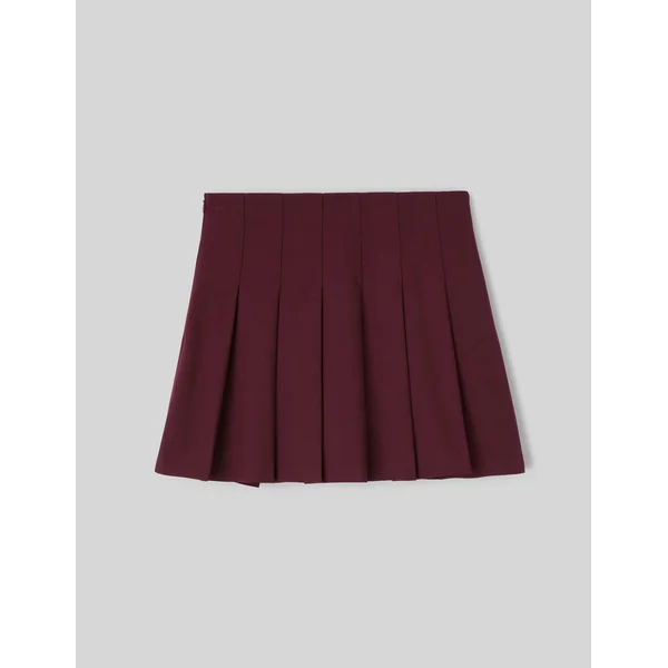 Jupe courte plissée en polyester recyclé Bordeaux
