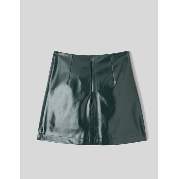 Jupe courte tissu enduit Vert sapin