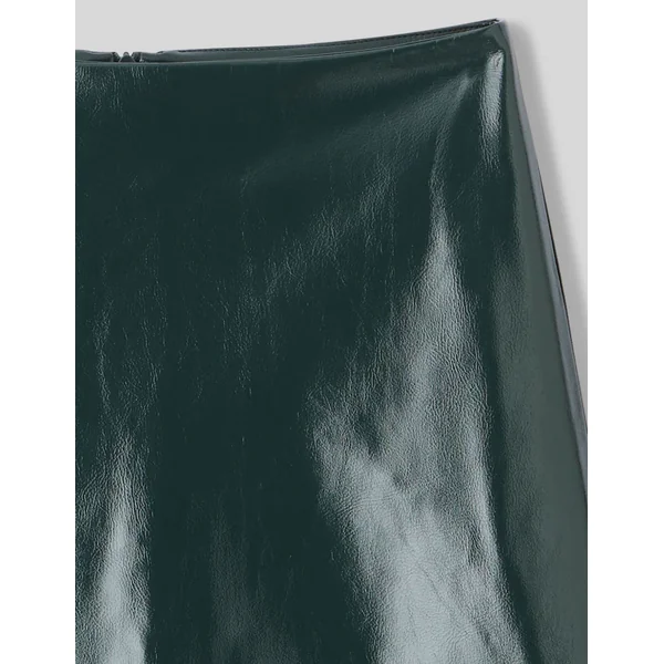 Jupe courte tissu enduit Vert sapin