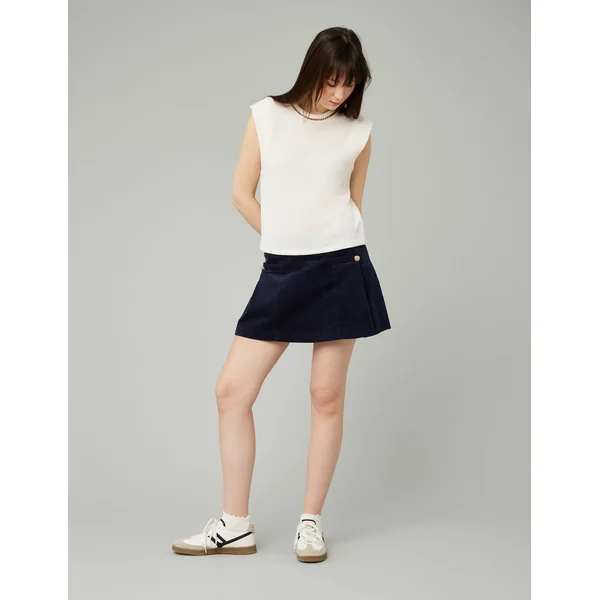 Jupe courte velours Bleu foncé