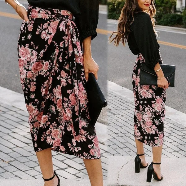Jupe Florale Noire
