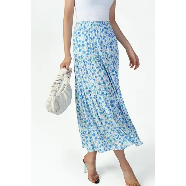 Jupe Longue Fleurie Bohème Bleu