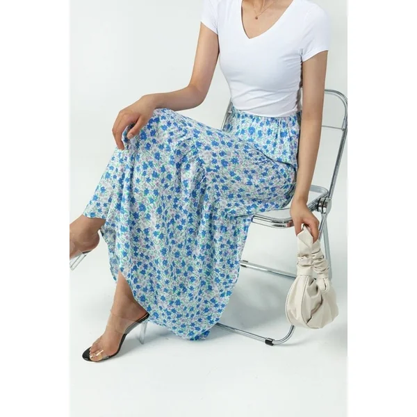 Jupe Longue Fleurie Bohème Bleu