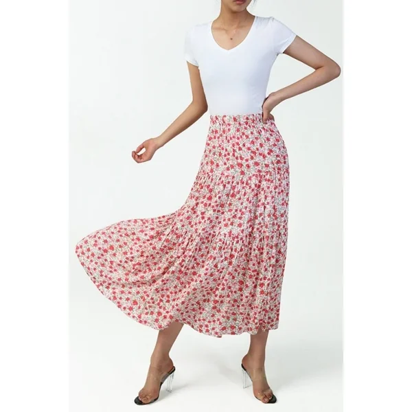 Jupe Longue Fleurie Bohème Rose