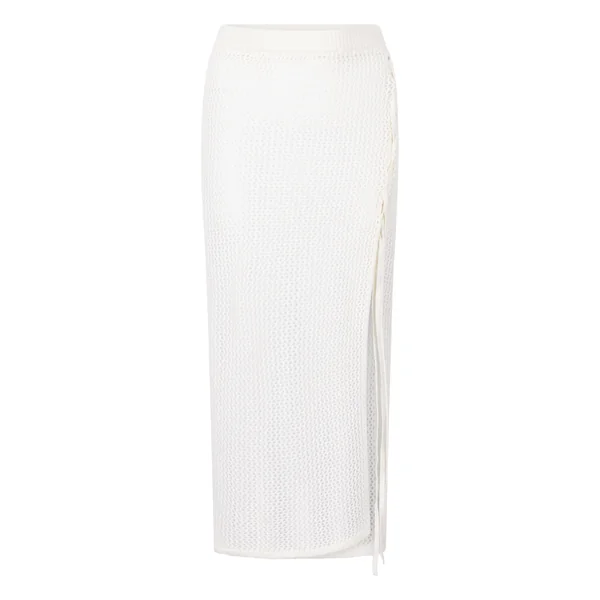 Jupe midi en crochet - Blanc