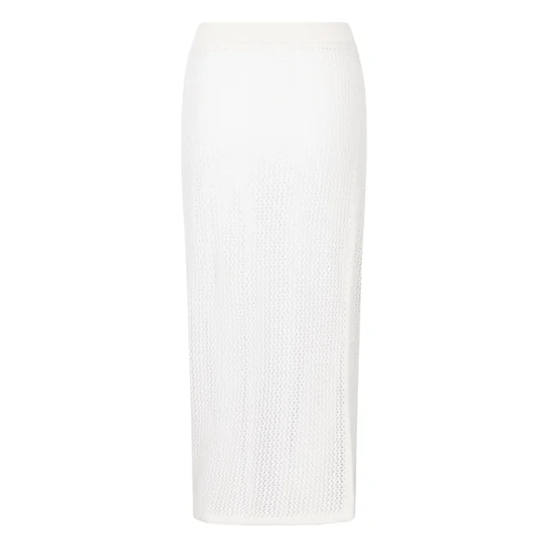 Jupe midi en crochet - Blanc
