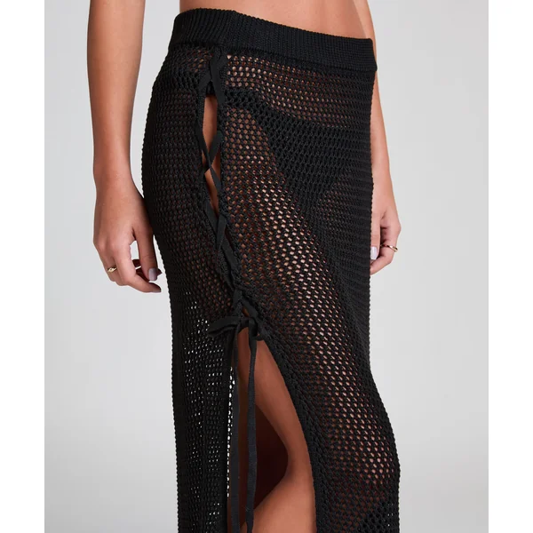 Jupe midi en crochet - Noir