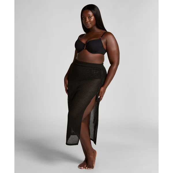 Jupe midi en crochet - Noir
