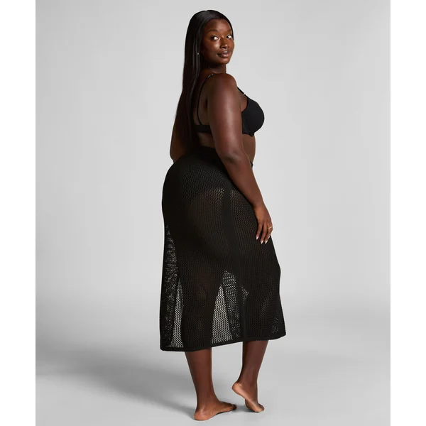 Jupe midi en crochet - Noir