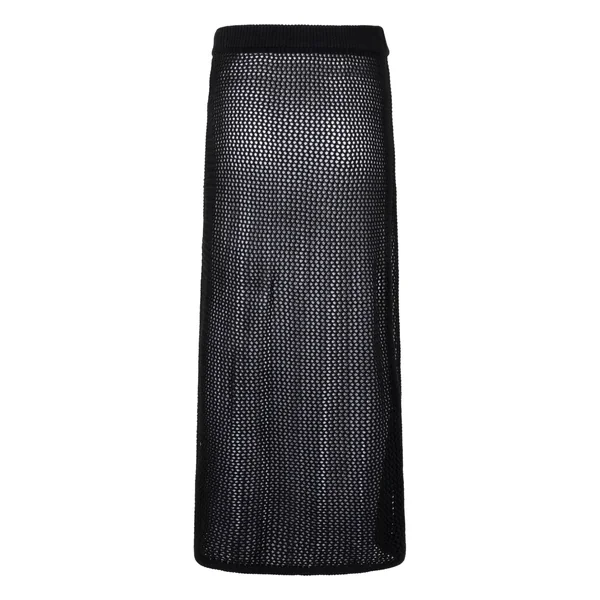 Jupe midi en crochet - Noir
