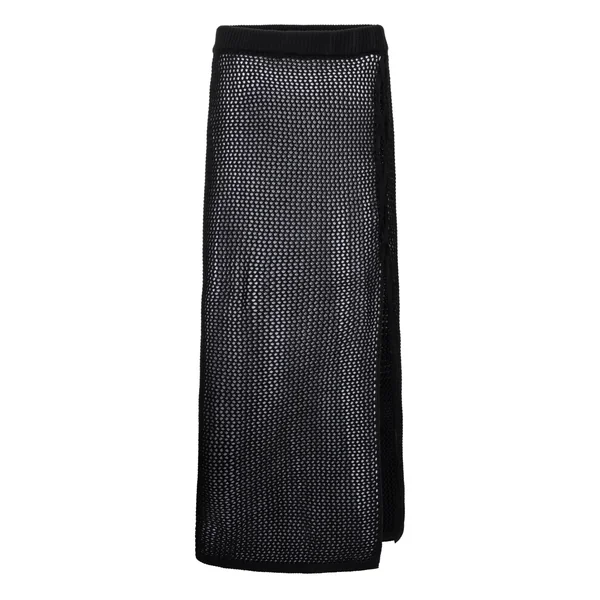 Jupe midi en crochet - Noir