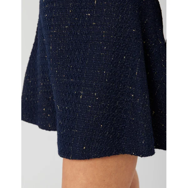 Jupe patineuse en tweed Bleu foncé