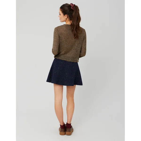 Jupe patineuse en tweed Bleu foncé