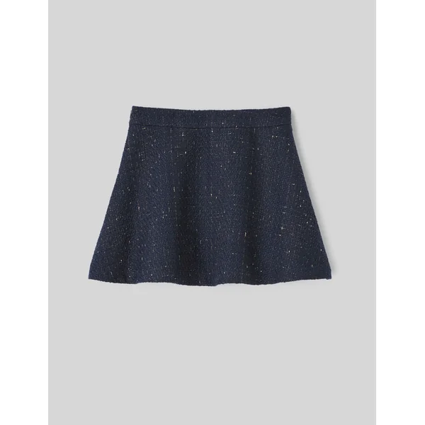 Jupe patineuse en tweed Bleu foncé