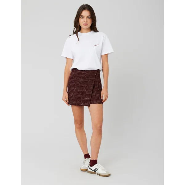 Jupe short en tweed Bordeaux