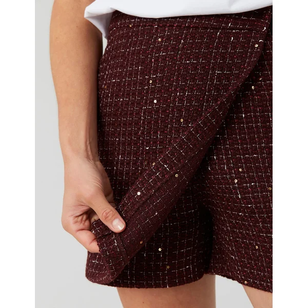 Jupe short en tweed Bordeaux