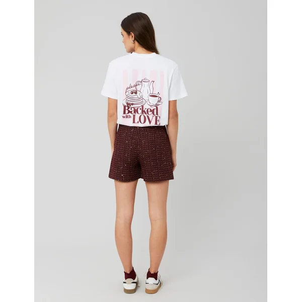 Jupe short en tweed Bordeaux