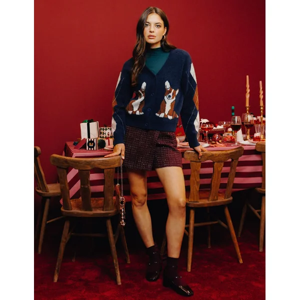 Jupe short en tweed Bordeaux