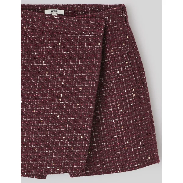 Jupe short en tweed Bordeaux