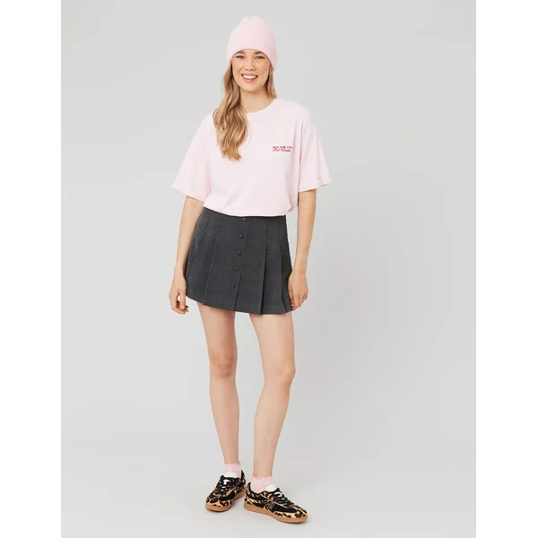 Jupe short plissée à carreaux Noir