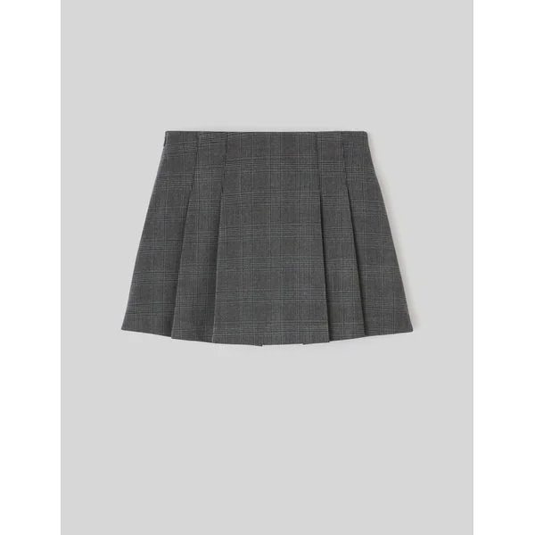 Jupe short plissée à carreaux Noir