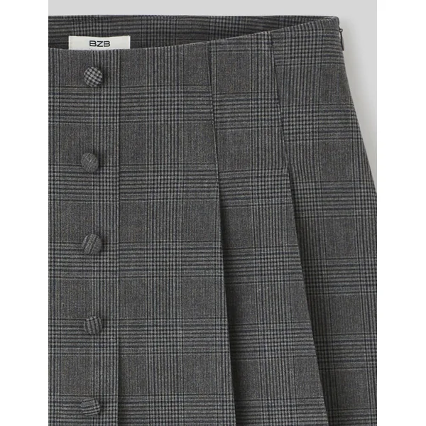 Jupe short plissée à carreaux Noir
