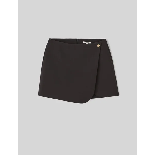 Jupe short portefeuille avec bouton doré Noir