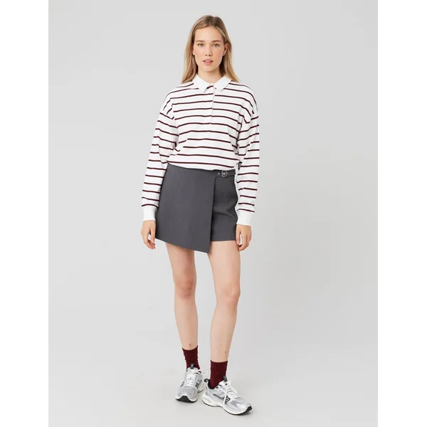 Jupe short portefeuille en polyester recyclé Gris
