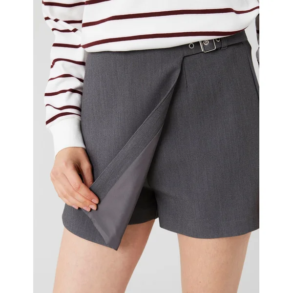 Jupe short portefeuille en polyester recyclé Gris