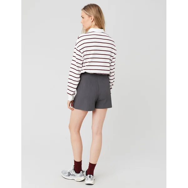 Jupe short portefeuille en polyester recyclé Gris