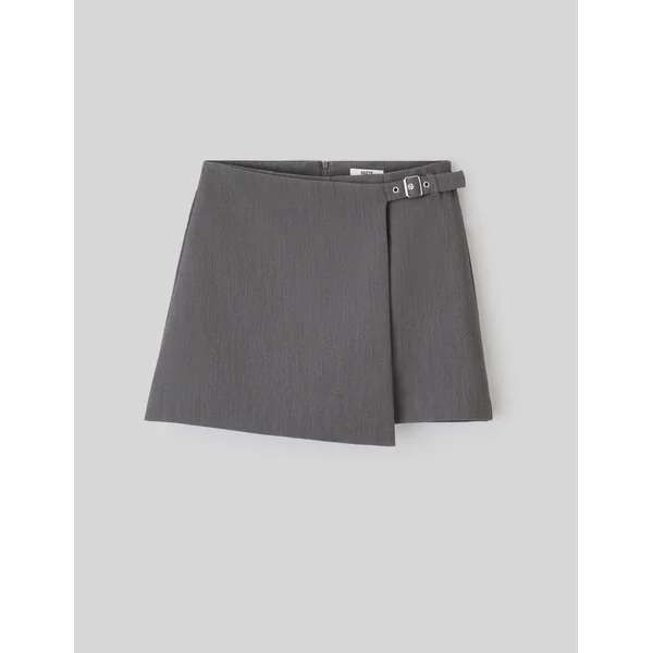 Jupe short portefeuille en polyester recyclé Gris