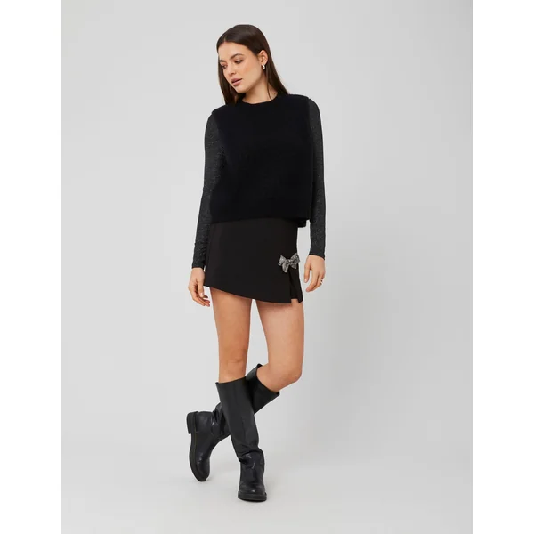 Jupe short portefeuille nœud Noir