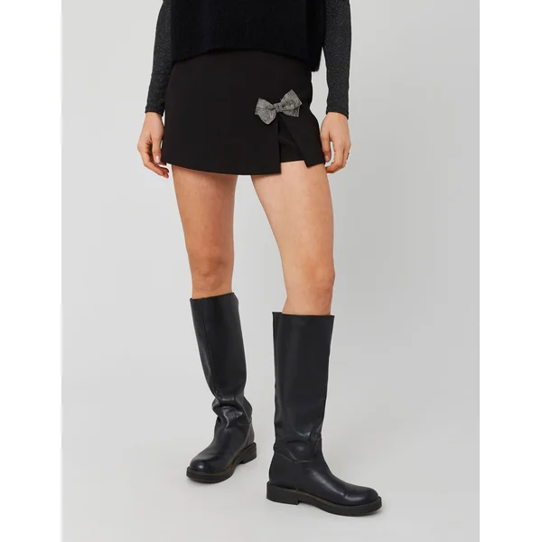 Jupe short portefeuille nœud Noir