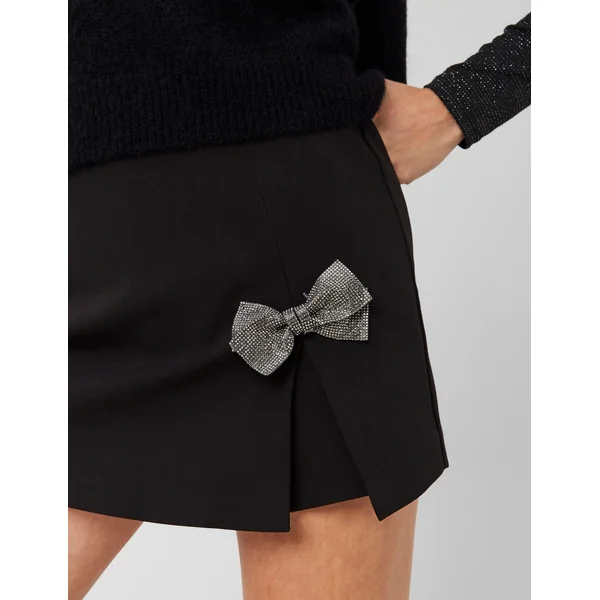 Jupe short portefeuille nœud Noir