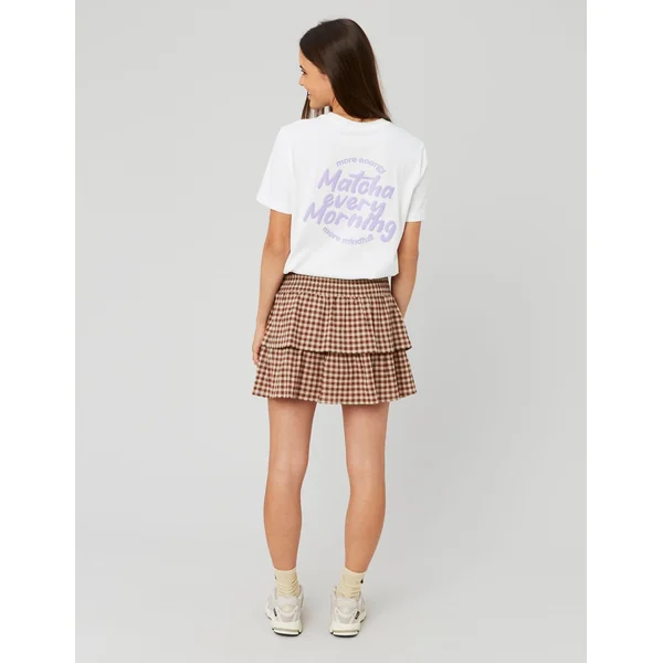 Jupe smocks vichy Marron