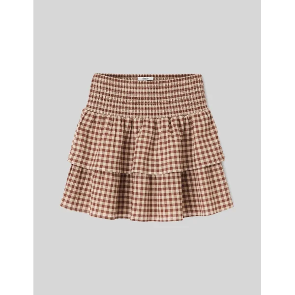 Jupe smocks vichy Marron