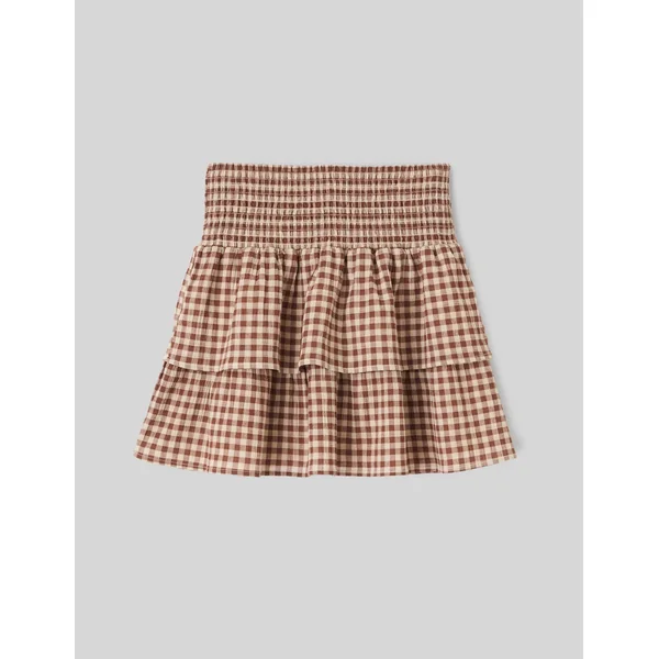 Jupe smocks vichy Marron