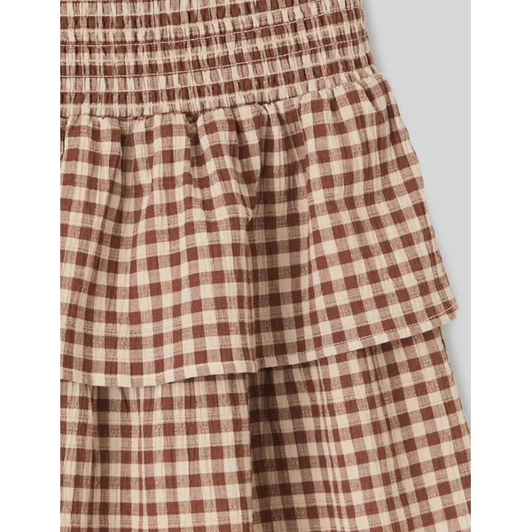 Jupe smocks vichy Marron