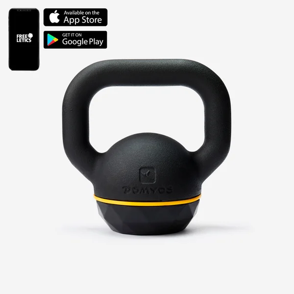 Kettlebell en fonte et base caoutchouc 12 kg, composé à 80 % de fonte recyclée