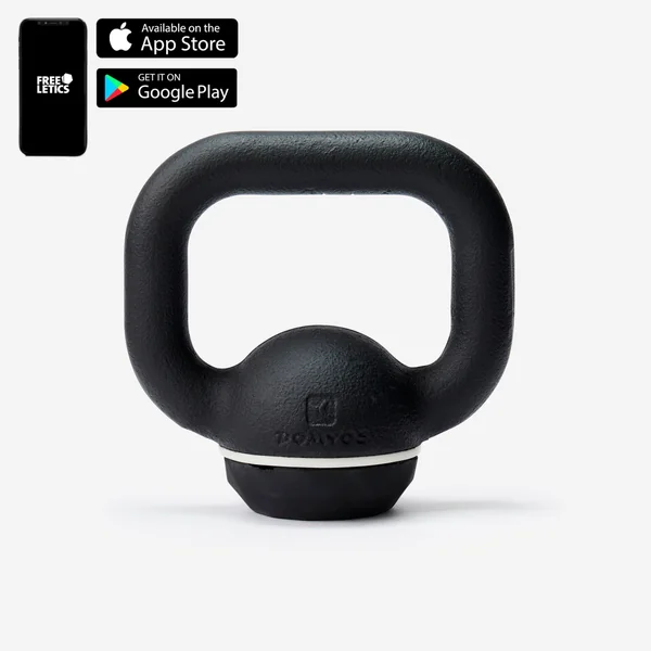 Kettlebell en fonte et base caoutchouc 4 kg, composé à 80 % de fonte recyclée