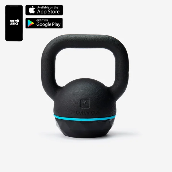 Kettlebell en fonte et base caoutchouc 8 kg, composé à 80 % de fonte recyclée