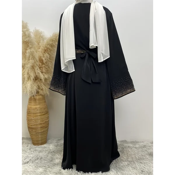 Kimono abaya femme uni, léger avec poches, élégant