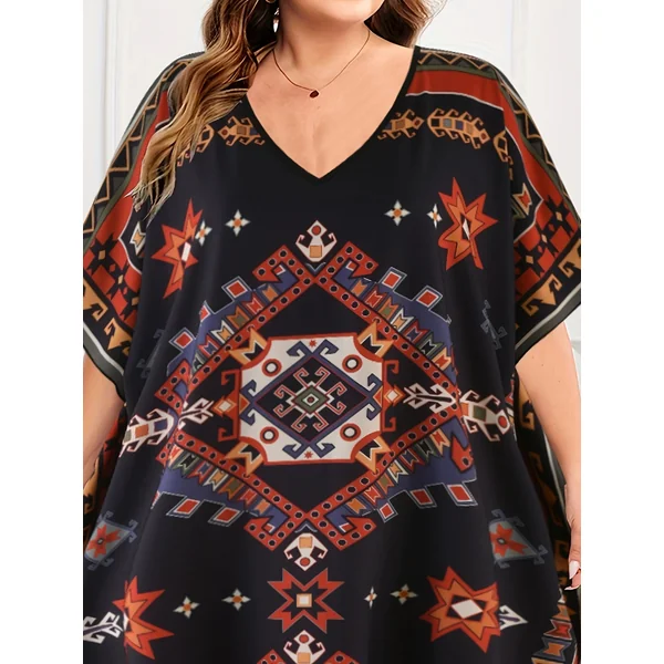 Kimono caftan ample géométrique, style Moyen-Orient