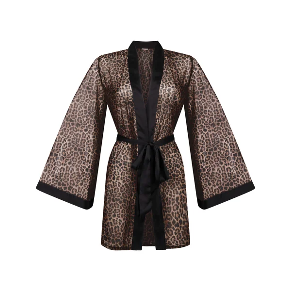 Kimono en maille léopard - Noir