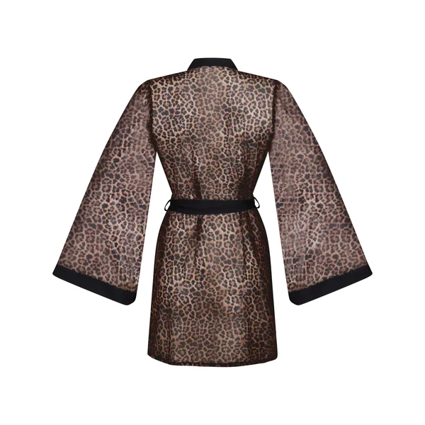 Kimono en maille léopard - Noir