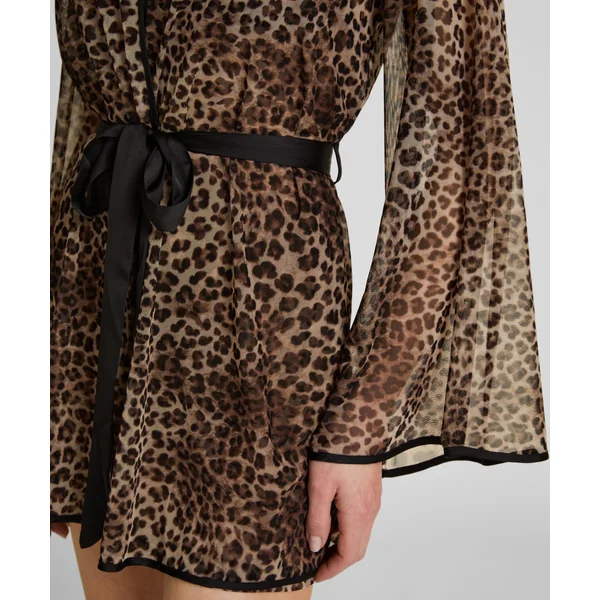 Kimono en maille léopard - Noir