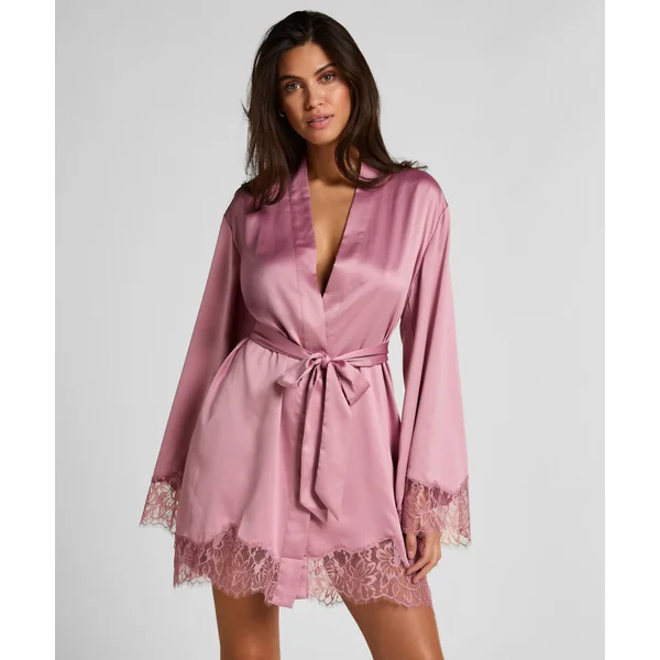 Kimono en satin Valerie - Rose