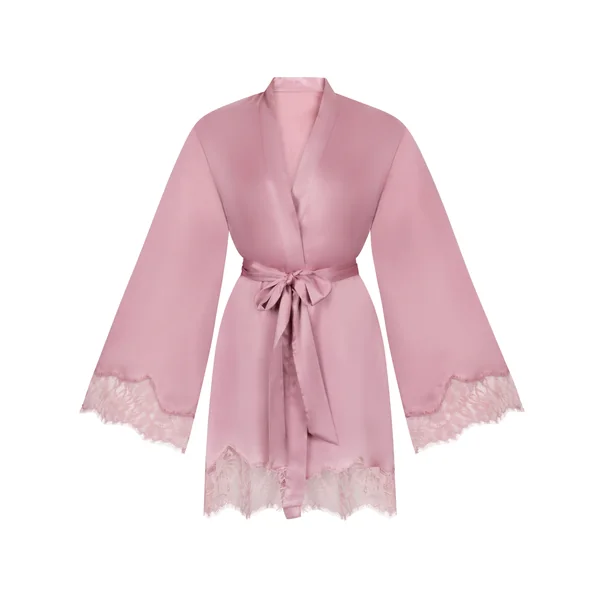 Kimono en satin Valerie - Rose