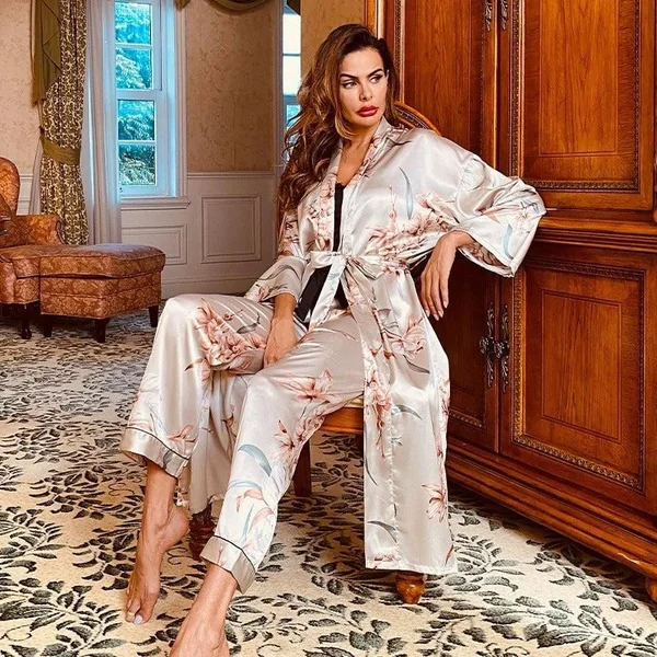 Kimono Satin Fleuri
