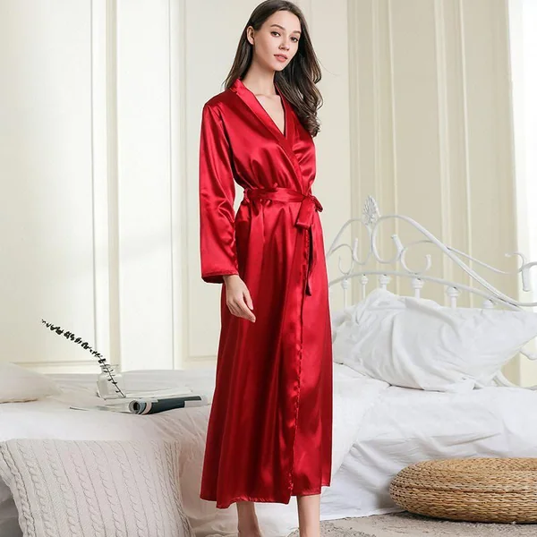 Kimono Satin Rouge Femme